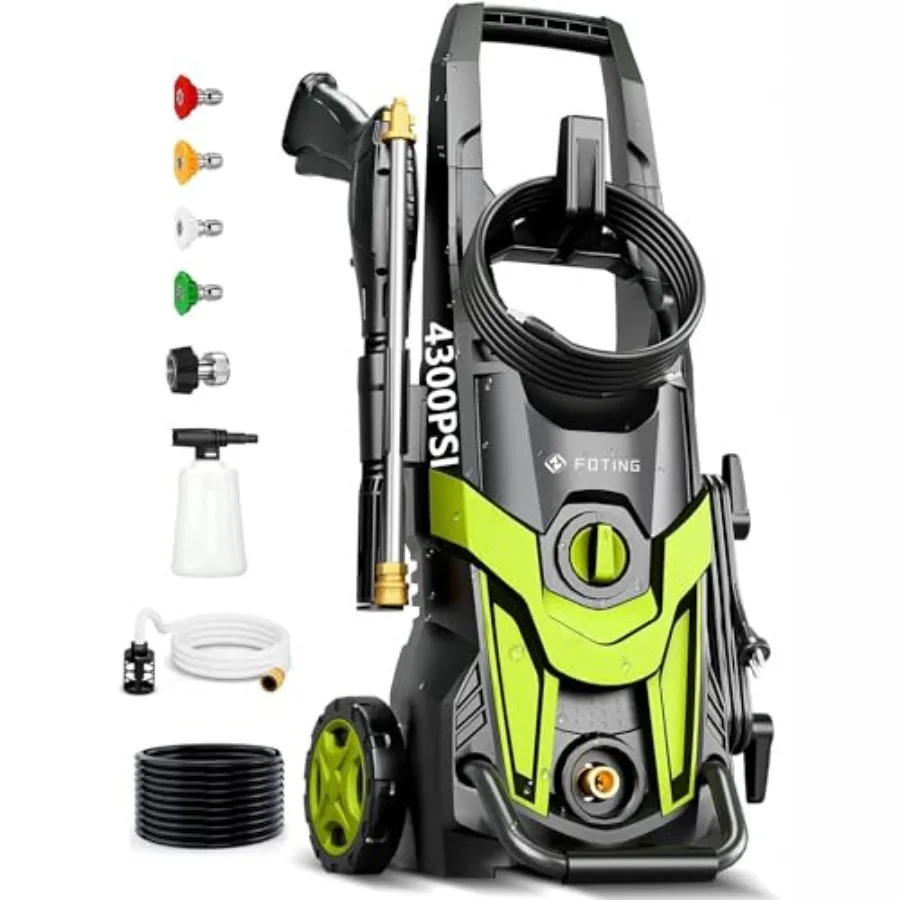 

Новая Мощная Мойка Высокого Давления 2026 года, 4300 фунтов на кв. дюйм, с 4 быстросъемными насадками, входным шлангом, фильтром и пенной насадкой для автомобилей, заборов, подъездных путей, патио