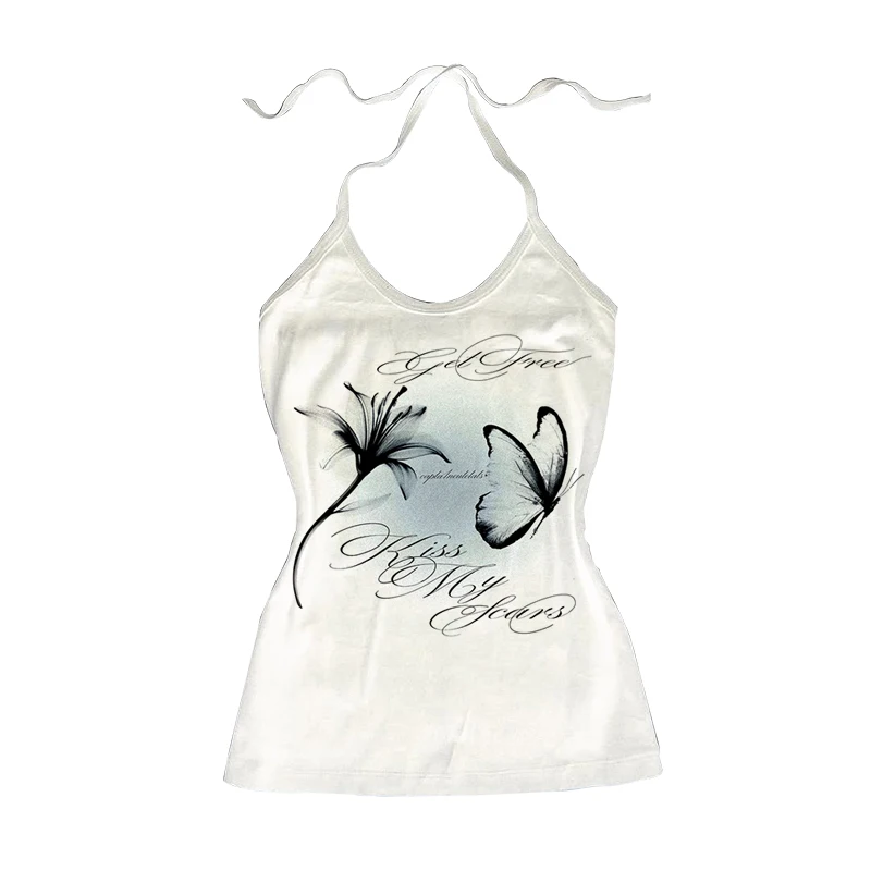 Gotico Grunge Punk Hip Hop Rock Streetwear Casual Sexy Crop Top Y2K Retro Harajuku Emo Girl Estetica Moda Canotta in pizzo Top