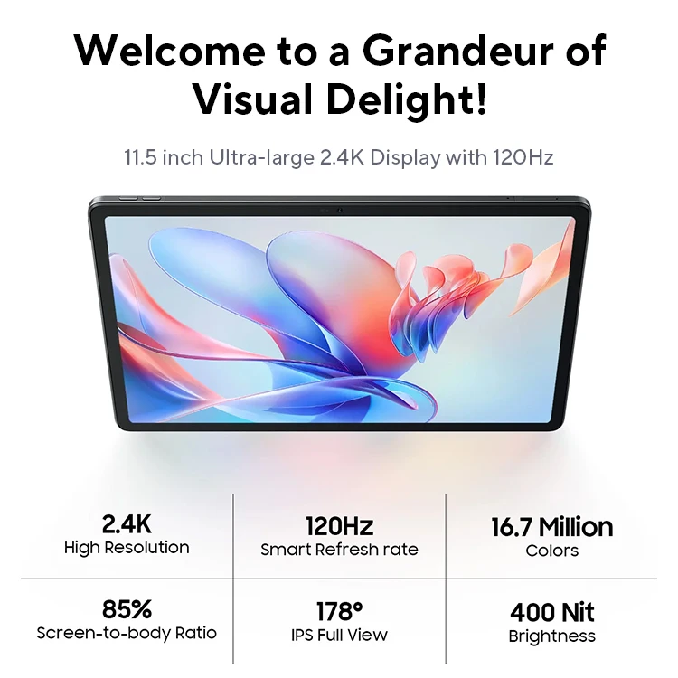 【World Premiere】Blackview MEGA 1 Tablet 11.5 inch 2.4K 120Hz Display 12GB 256GB 8800mAh 50MP+13MP Camera 33W Fast Charging image 3