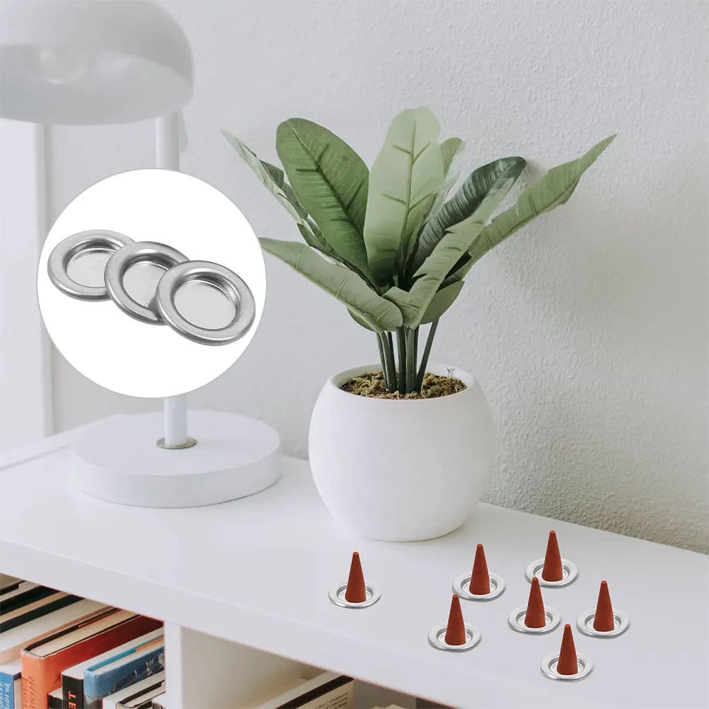 

30pcs Trays Aluminum Alloy Mini Metal Plate Cone Stick Holder Household Decorative Burner Desktop Accessories Small Tray Metal