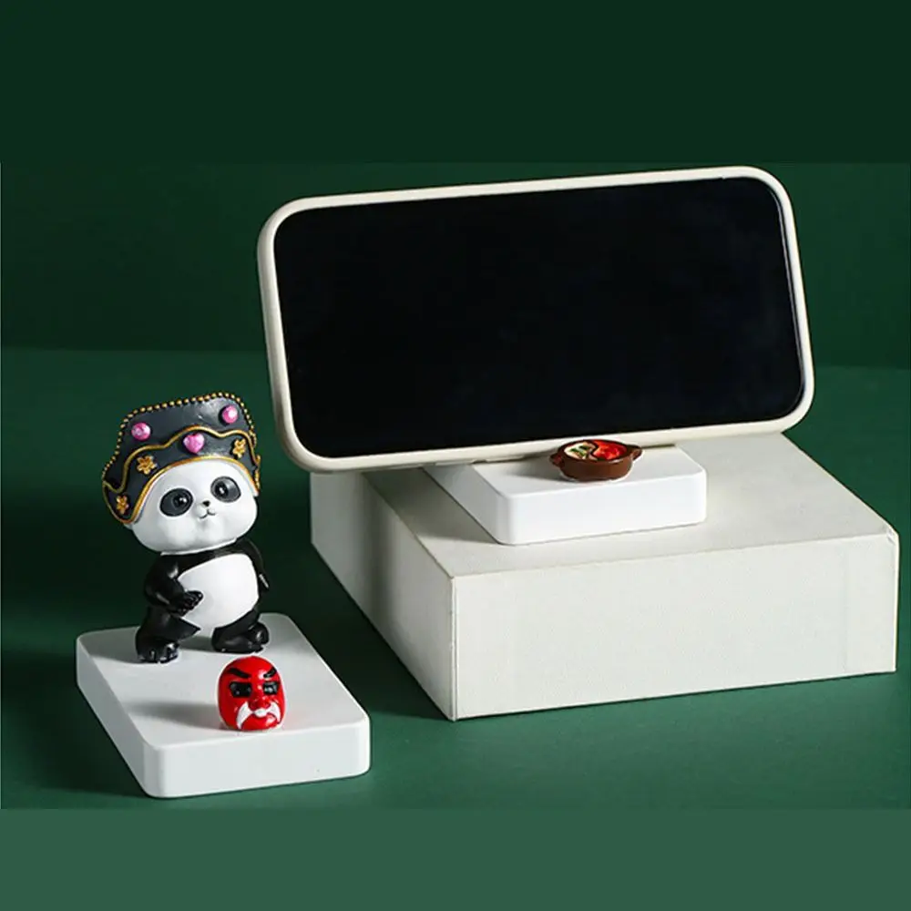 

Panda Figurines Panda Phone Holder Resin Flat Bottom Cartoon Phone Stand Holder Free You Hands Stable Mobile Phone Bracket
