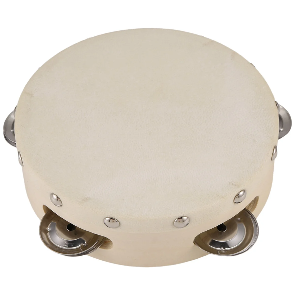 Mainan Musik Perkusi Jingle Logam Lonceng Drum Rebana Genggam 6in untuk Permainan Anak-anak Pesta KTV