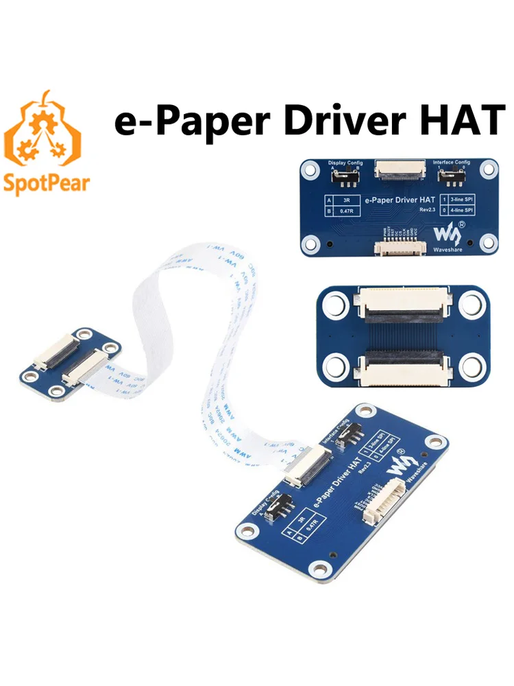 Universal E-Paper Driver HAT Supports Various Waveshare SPI E-Paper Raw Panels