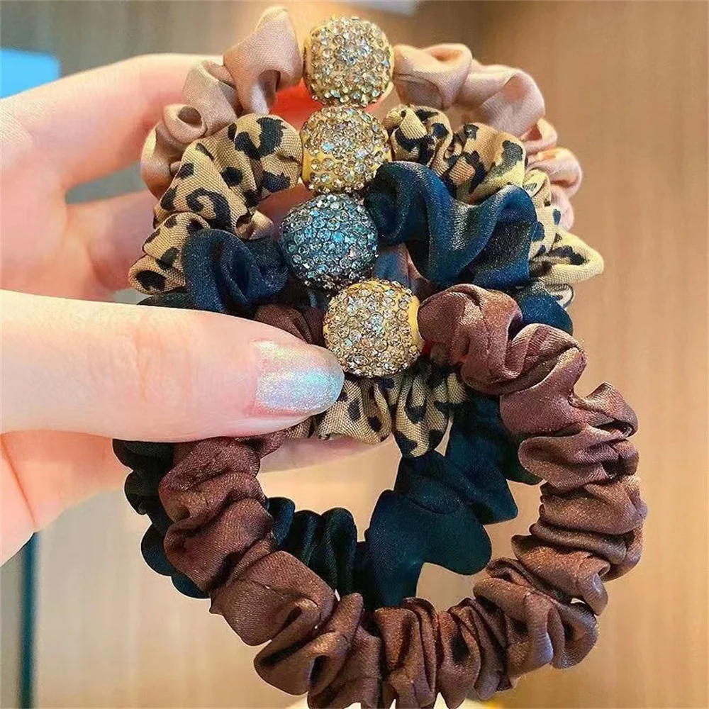 2022 Fashion Woman Rhinestone Hair Ties Korean Style Hairband Scrunchies Girls Ponytail Holders Rubber Band Hair Accessories