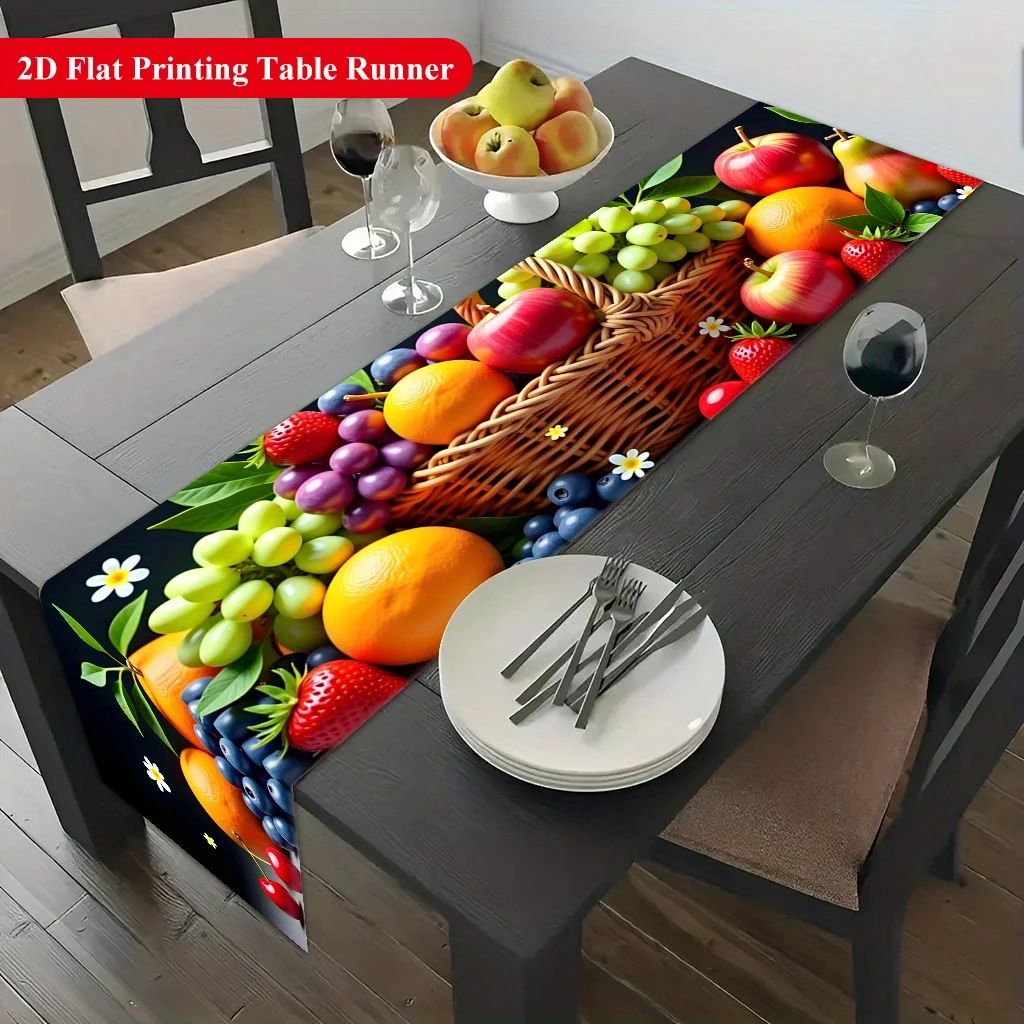 2D‑Printed Fruit‑Basket Table Runner, Decor for Dining Table, Coffee‑Table, Gatherings, Indoor‑Outdoor Parties