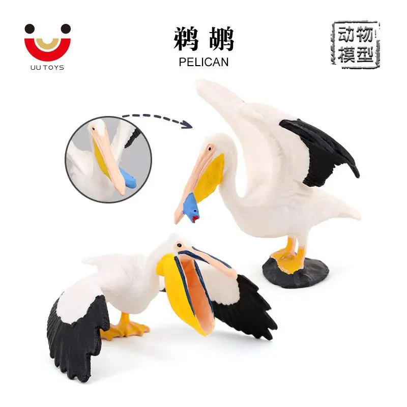 Static simulation wild animal bird model pelican fish pelican opening children's toys early education cognitive ornament