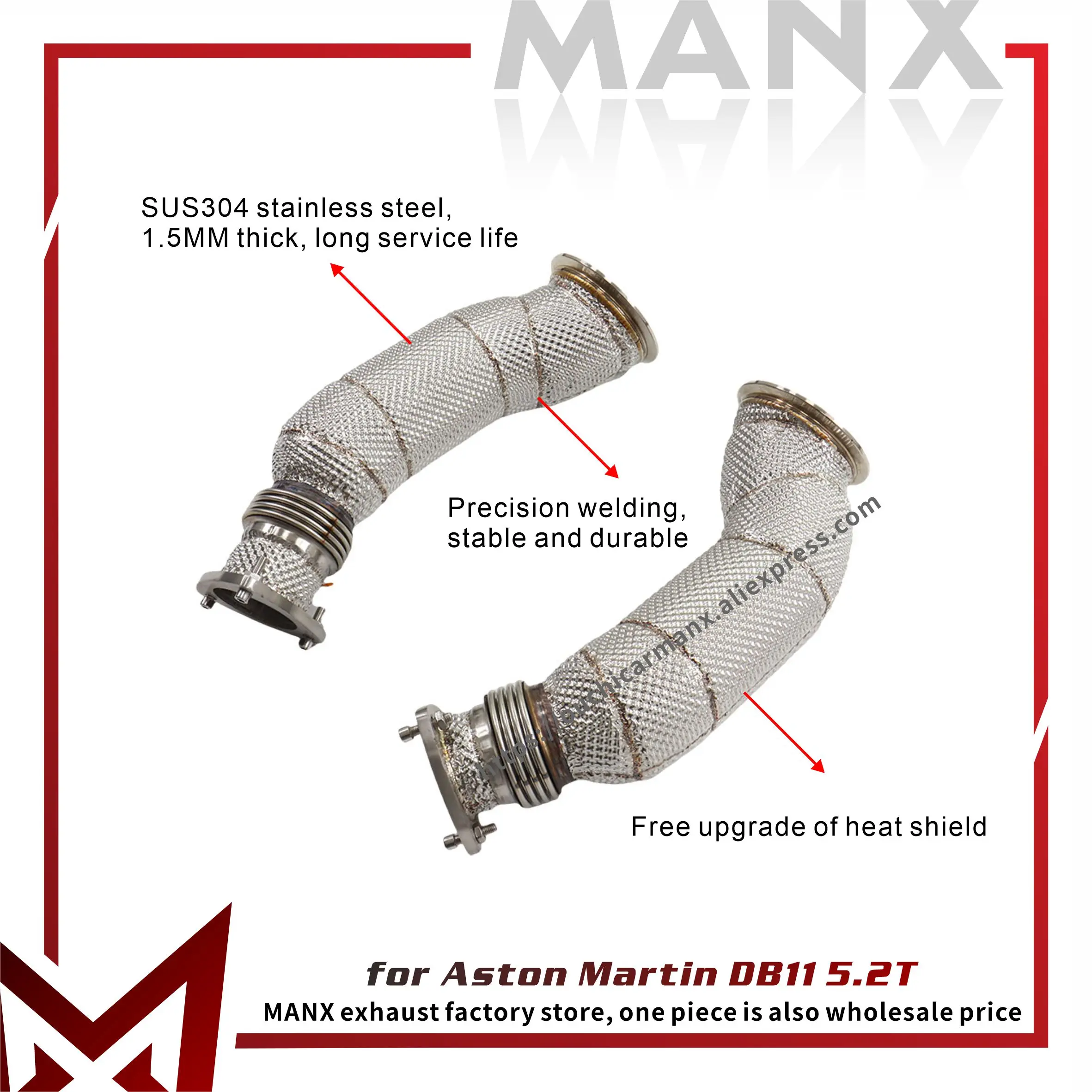 

Даунпайп MANX Premium для Aston Martin DB11 5.2T | СС304 ручной работы с прецизионной сваркой ТЕГ | OEM-фитинг | Бесплатный теплозащитный экран