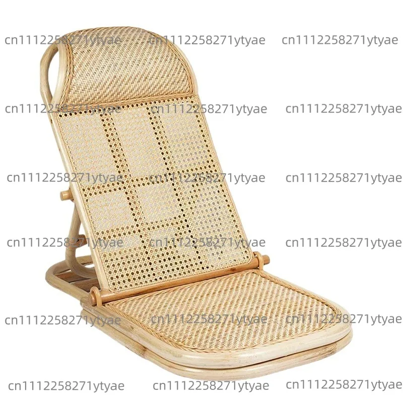 Ins Rattan Weave Beach Chair Foldable Lounge with Adjustable Backrest Portable Tatami Seat for Camping/Balcony Nordic Furniture
