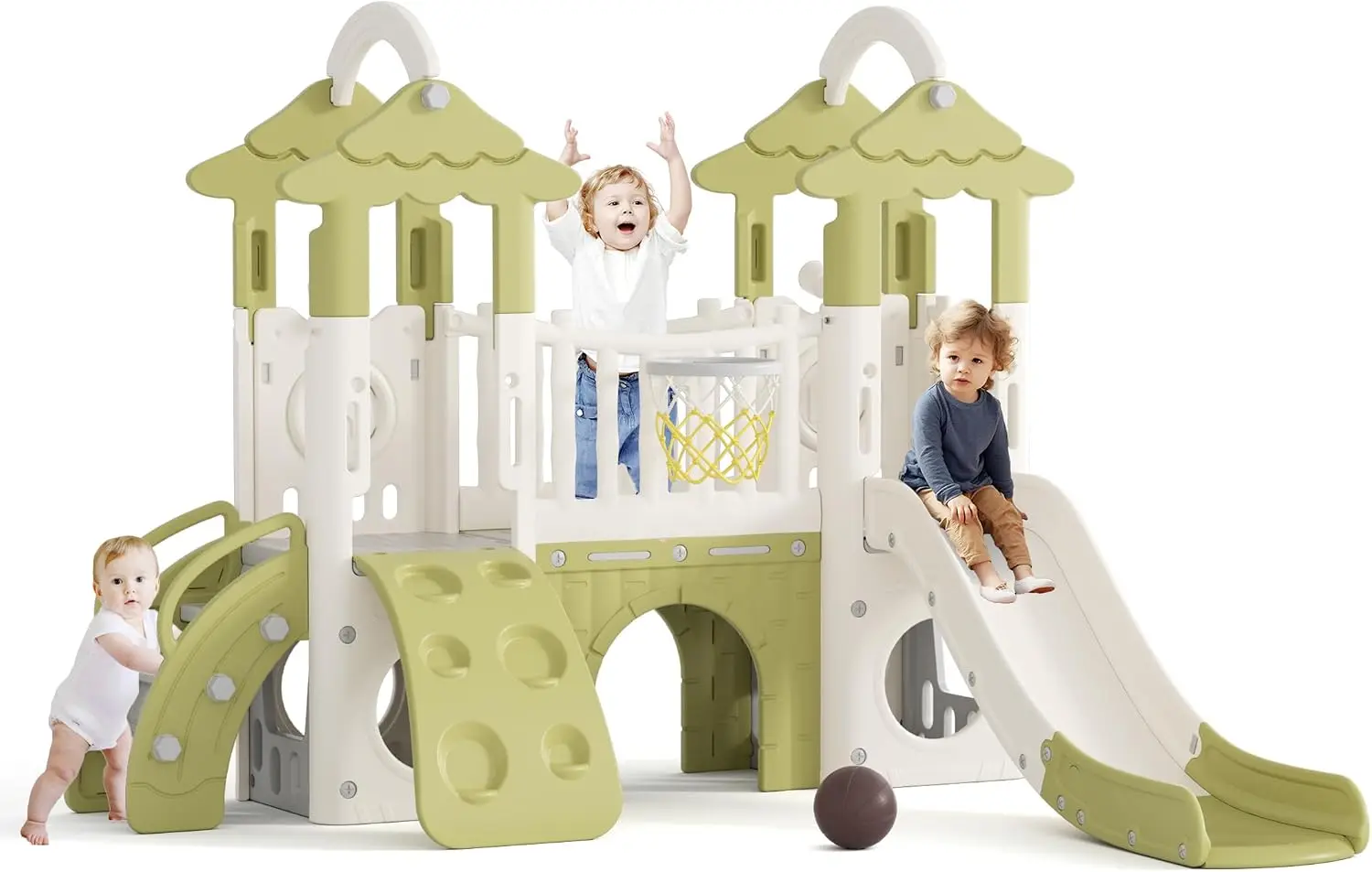 Toddler Slide 9 in 1 Jungle Slide Outdoor Playset for Toddlers Age 1+ Kids Baby Indoor Playground for Backyards with Climbing Wa