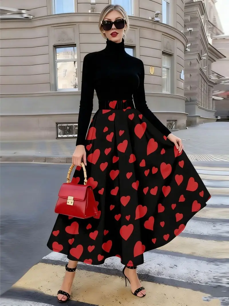 Stylish and elegant semi skirt with a hanging feel, versatile for commuting and casual women's semi skirt
