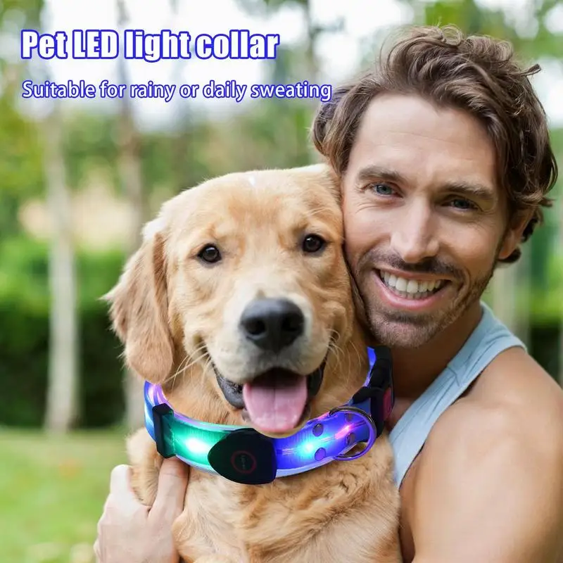 Dog Led Light Collar Rechargeable Waterproof Led Lighted Adjustable Pet Collar Adjustable And Weather Proof Dog Collar