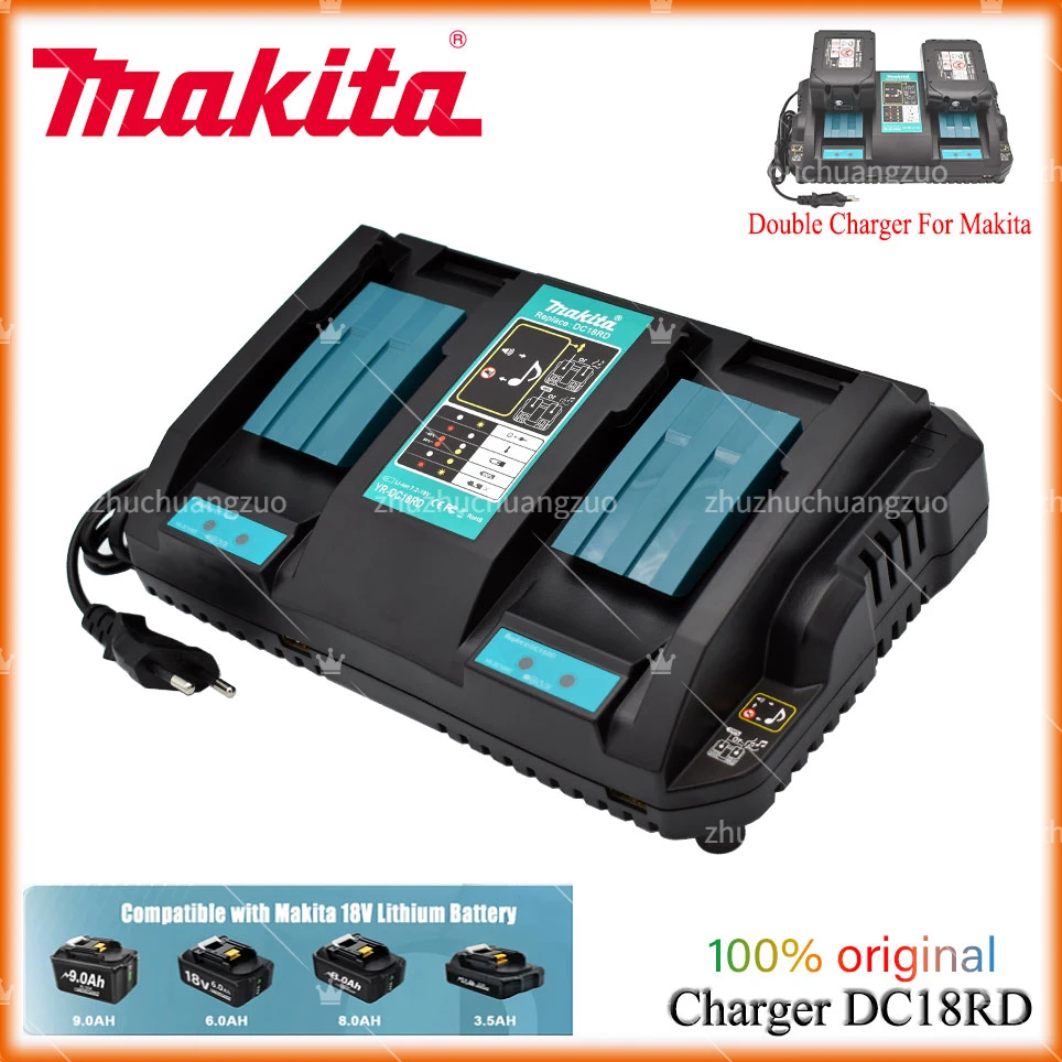 Original DC18RD Double Charger Li-ion Rechargeable Battery Charger for Makita 14.4V 18V BL1850 BL1830 BL1860 BL1840 BL1415