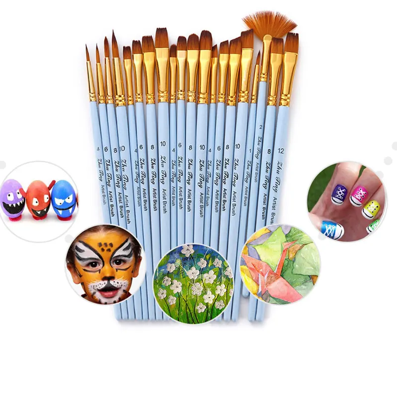 20pcs Draw Paint Brushes Set Kit Artist Paintbrush Multiple Mediums Brushes with Nylon Hair for Art Drawing Supplies for Painter