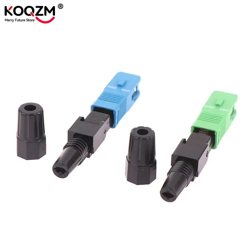 5pcs Embedded SC APC Fiber Optic Fast Connector Single Mode Fiber Optic Adapter FTTH Fiber Quick Connector Field Assembly