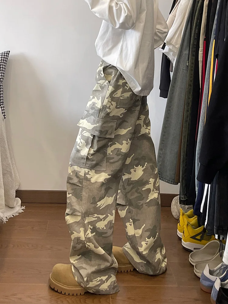 

Vintage American Sle Camouflage Workwear Men's Straight Leg Loose Wide Leg Pants Casual Trousers Youthful Energy Sle