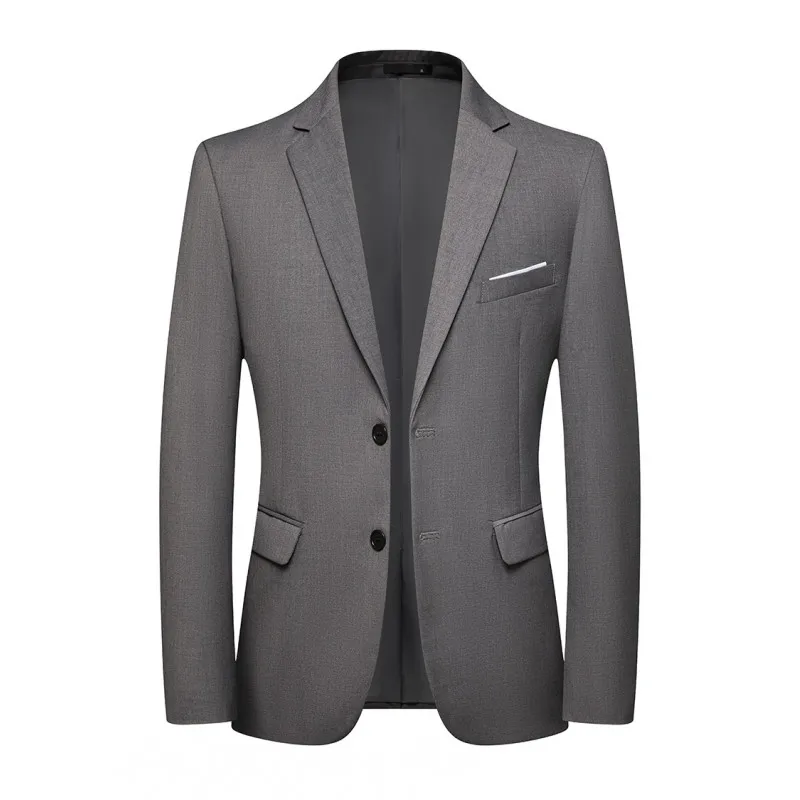 Single West Spring and Autumn New Business Fashion Suit Korean Version Slim Men\'s High-end Solid Color Trend Coat Polyester