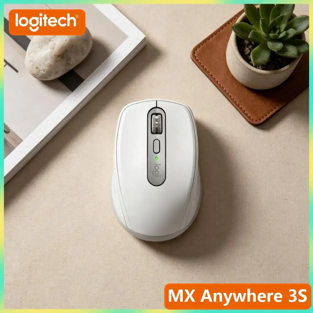 Ergonomic MX Anywhere 3S - 8K DPI, 3-Device Sync, Silent Click, Ideal for Perfume Shop Office & Training Hall Work