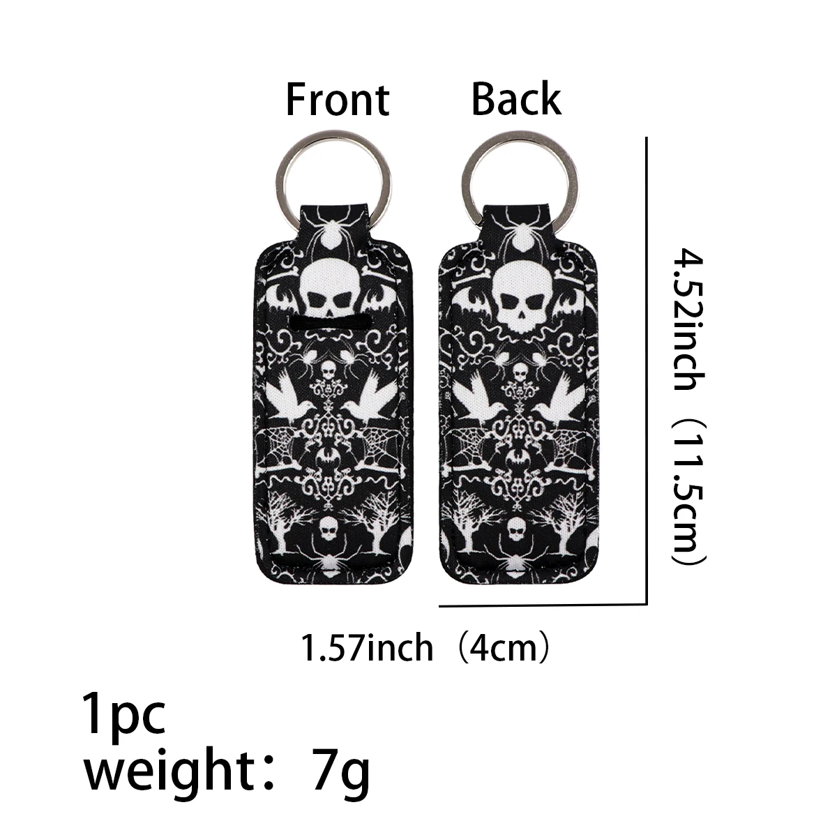 Chapstick Holder for Lipstick Keychain Lip Balm HolderTerrifying Skull Floral Print Women Travel Makeup Accessories 1pc