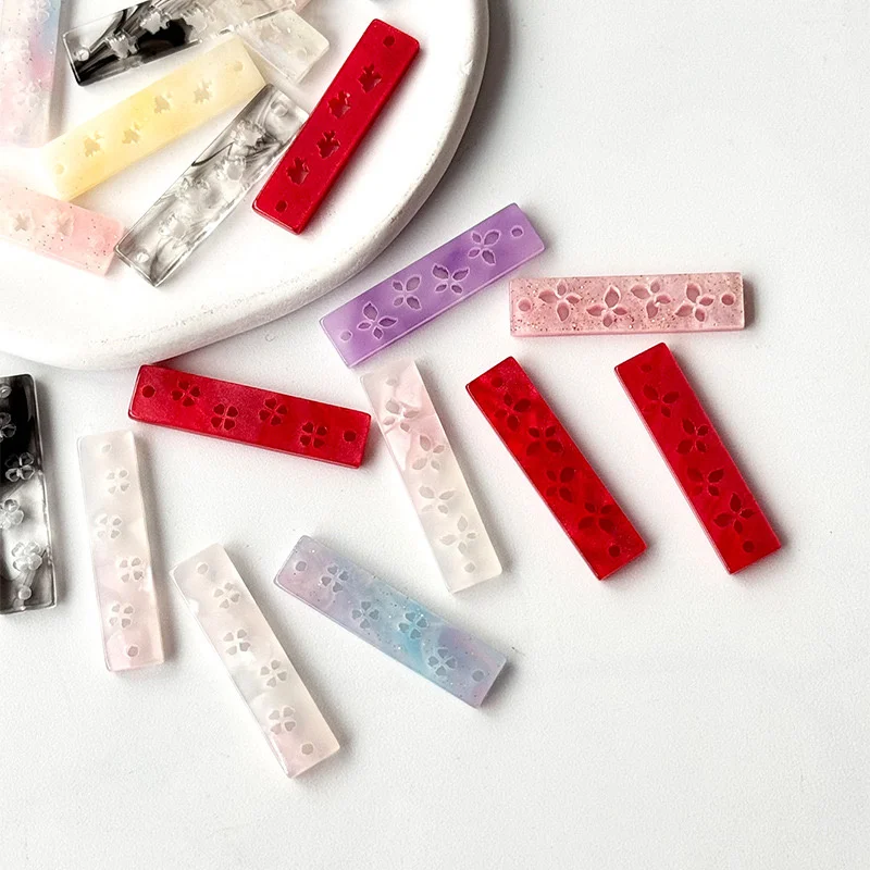 

Free shipping 90pcs/lot color print geometry Rectangle shape acrylic beads diy jewelry garment hair accessory