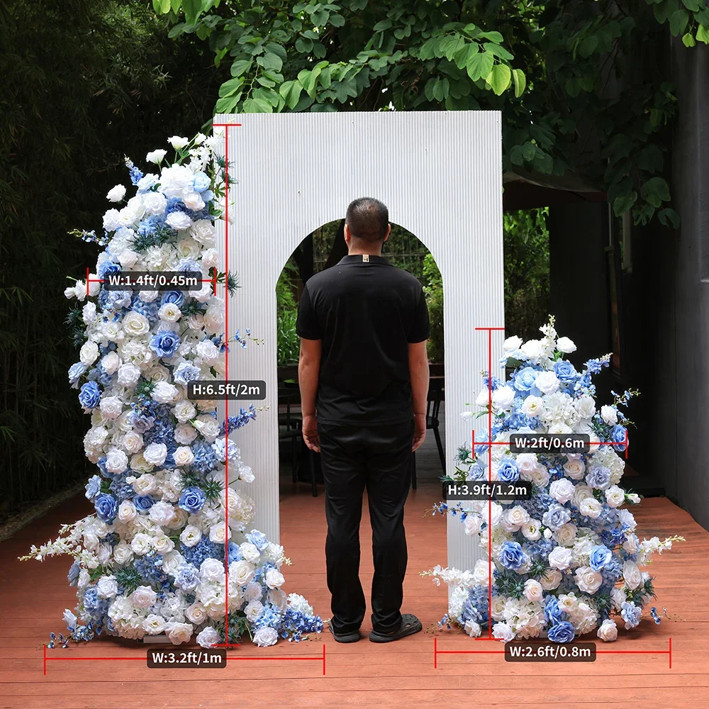 Mariage Birthday Decor Flores Artificiales De Alta Calidad White Blue Rose Backdrop Decoration Florl Arrangements Props HY2341