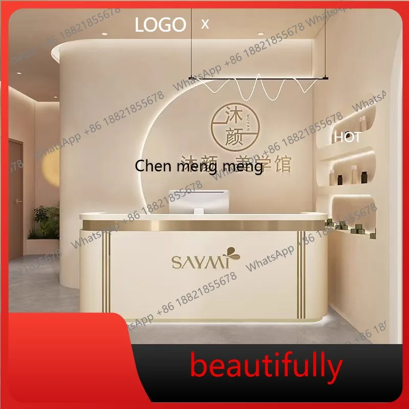 

Beauty salon checkout page Clothing store Oral curved bar counter luxury training institution Company front desk Reception desk