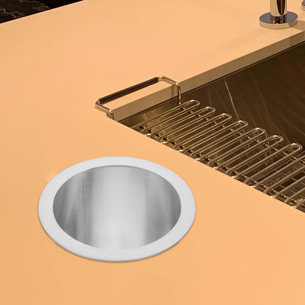 

Built-in Round Stainless Steel Trash Chute Countertop Garbage Holder Easy Replace Drop-in Kitchen Grommet Drop-in Trash Chute