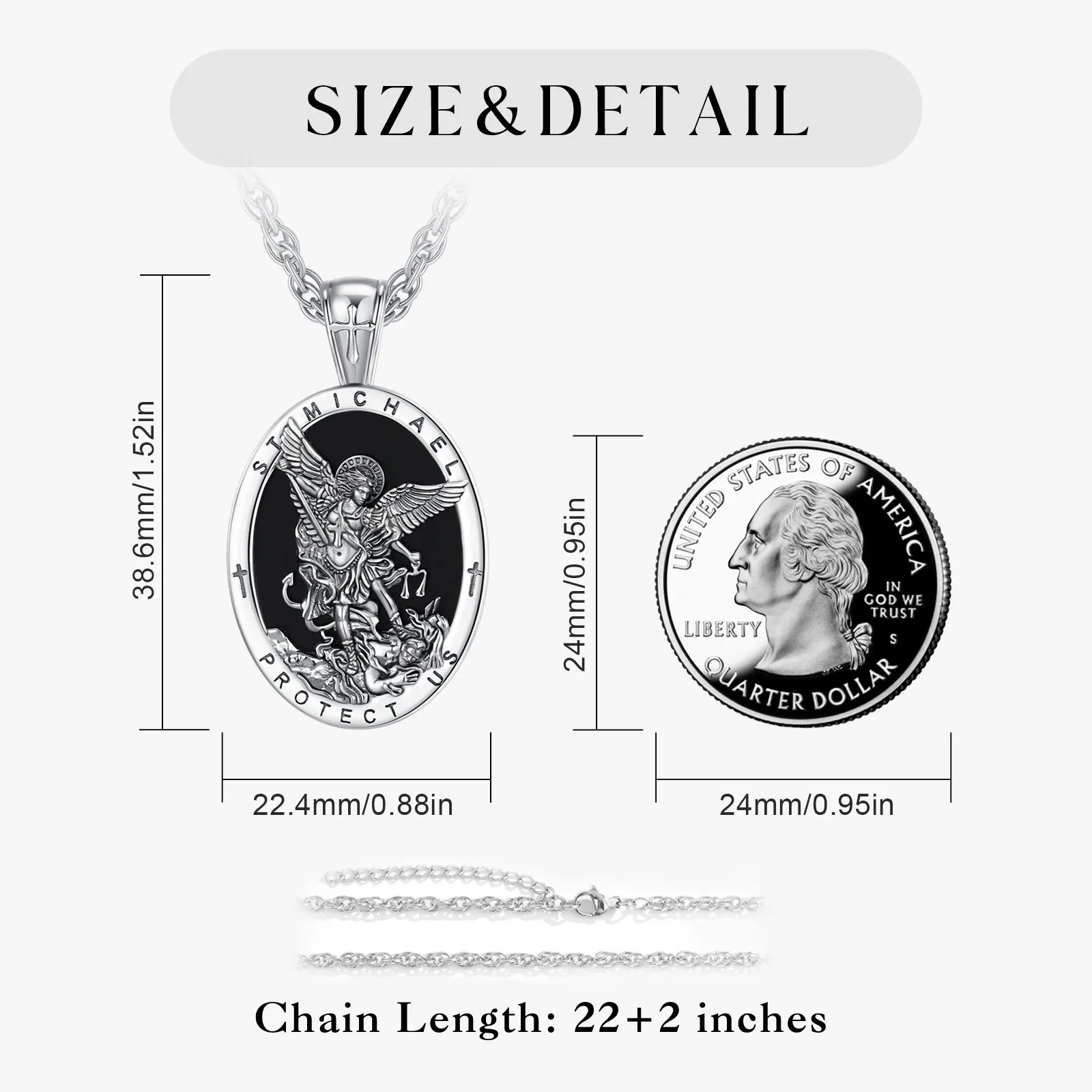 Eudora Copper Saint Michael Archangel Necklace Obsidian Amulet Cross Pendant Religious Jewelry Festival Gift for Men Woman