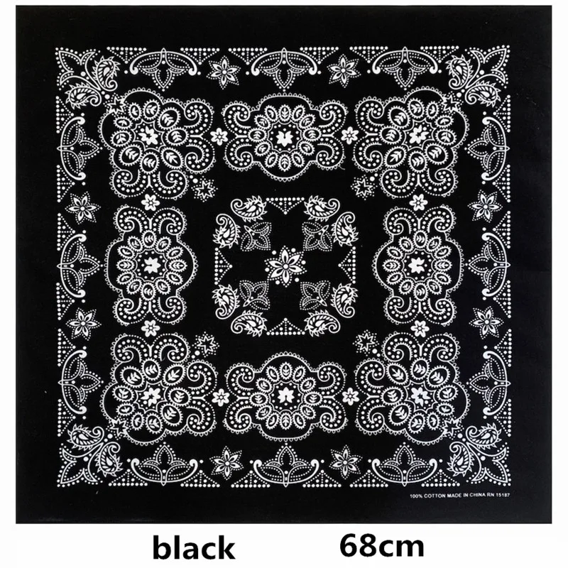 68*68cm 100% pamuk siyah kırmızı Hip-Hop şal Bandana eşarp Punk kafatası Bandana kafa bandı şal eşarp erkekler/kadınlar için