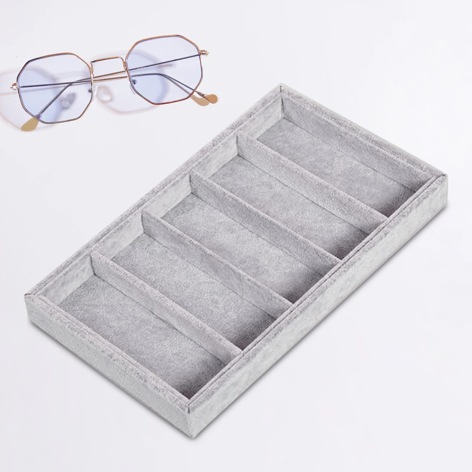 Glasses Display Tray Sunglasses Organizer Eyewear Storage Case Men Women Watch Jewelry Organizer for Home Desktop Dresser Store