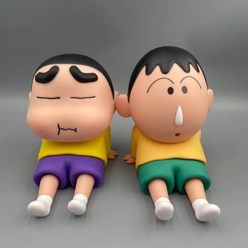 Crayon Shin-Chan figurines jouet Support pour téléphone Kawaii Anime ornements de bureau dessin animé regarder la télévision Support de téléphone décorations de poupée mignonnes