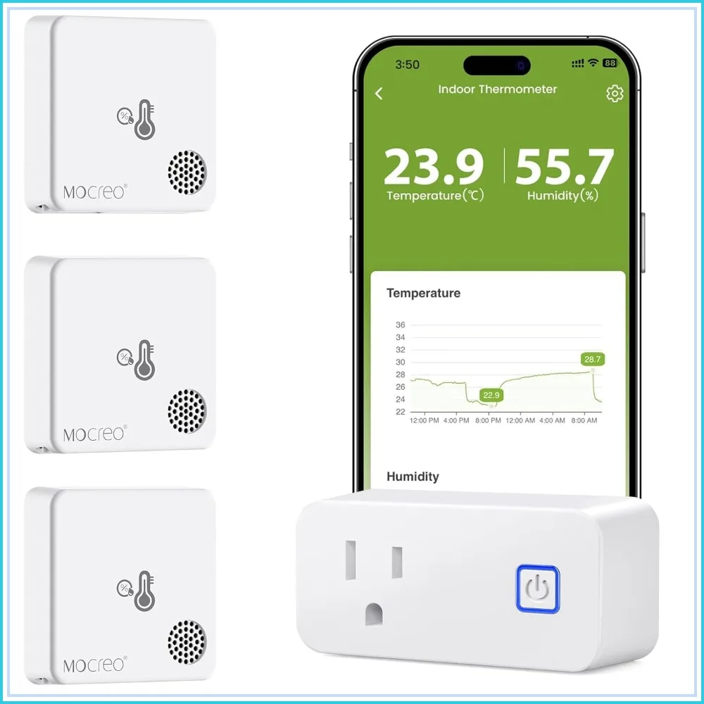 

WiFi Room Thermometer Hygrometer, Remote Email App Alert, 2 Years Data Export, 2 Years Battery, No Subscription, 3 Smart Temperature Sensors for RV, Greenhouse, Vacation Home, HVAC