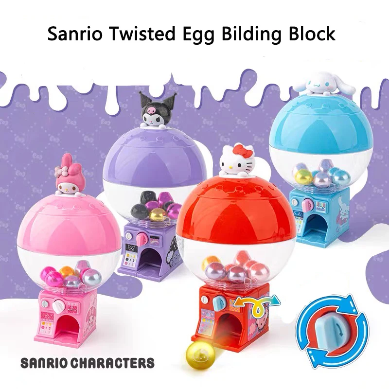 

New Sanrio Building Blocks Original HelloKitty Kuromi Mini Twisted Egg Puzzle Desktop Model Decoration Children's Toys Girl Gift