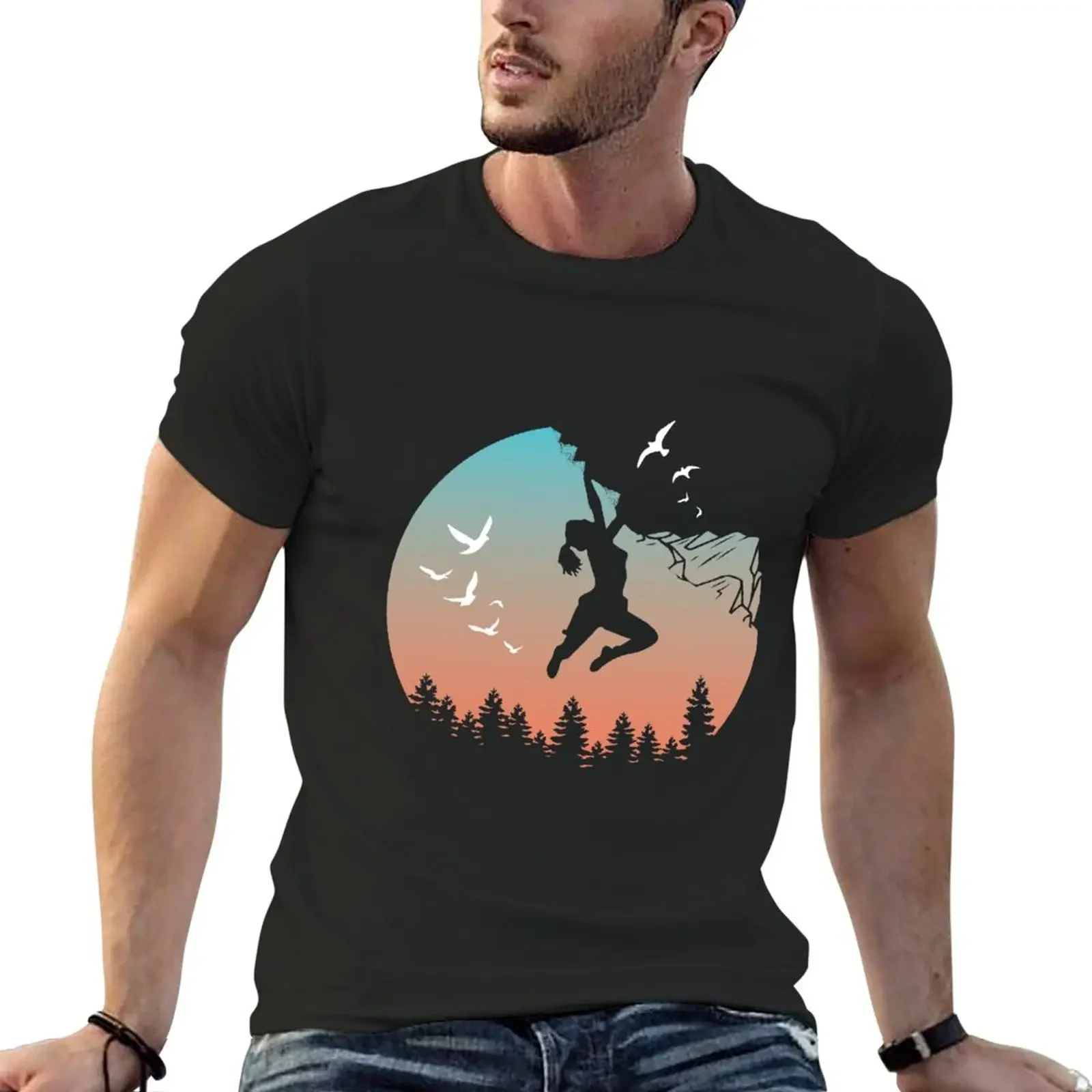 

Climber, mountaineer, adventurer, woman. T-Shirt anime clothes blanks mens graphic t-shirts anime