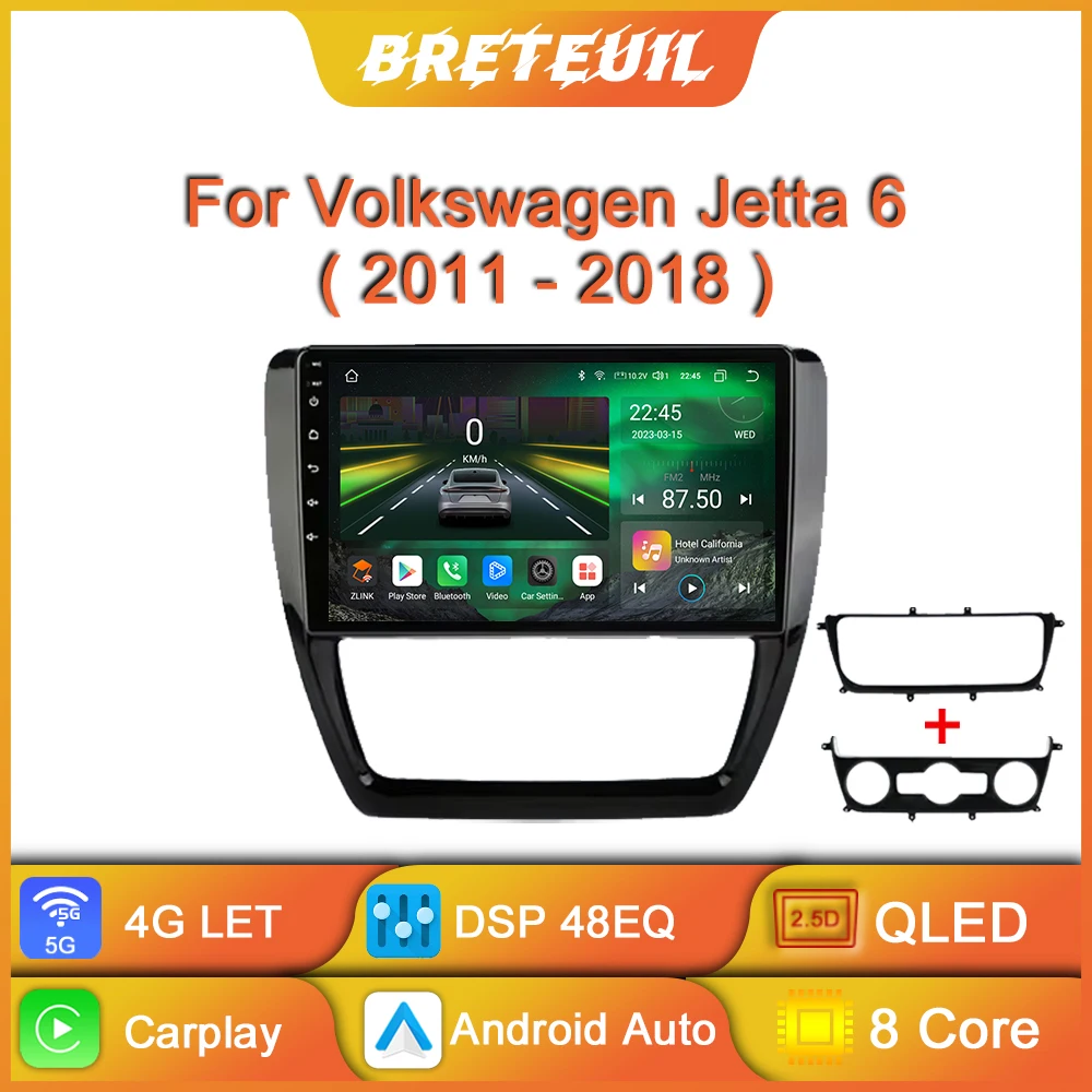 For Volkswagen VW Jetta 6 2011- 2018 Car Radio Android Multimedia Video Player Navigation GPS Carplay Touch Screen Auto Stereo