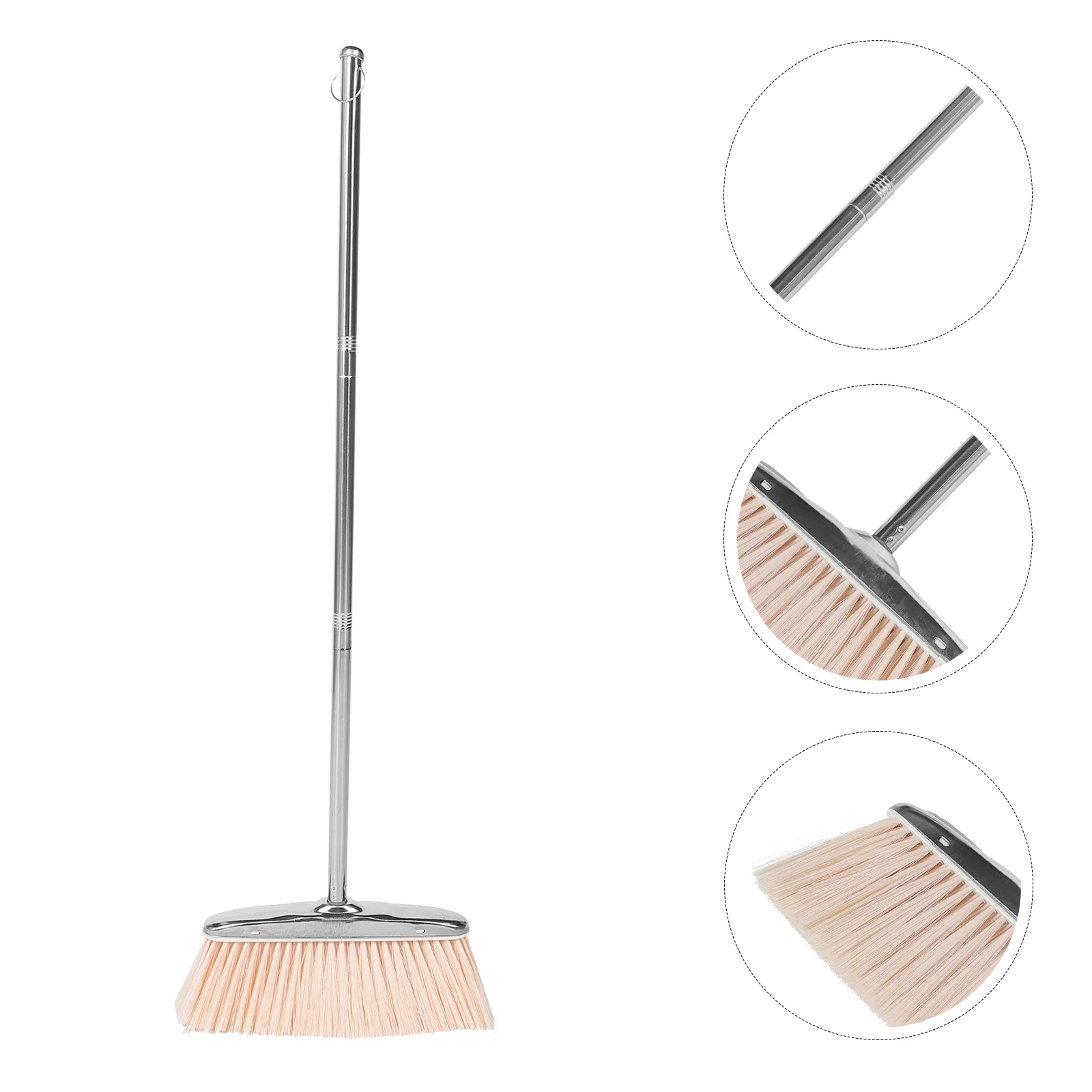 Balai à poignée en acier inoxydable, grattoir de sol robuste, outil de balayage, poils en Nylon, nettoyage de la cuisine et du bureau, 1 pièce
