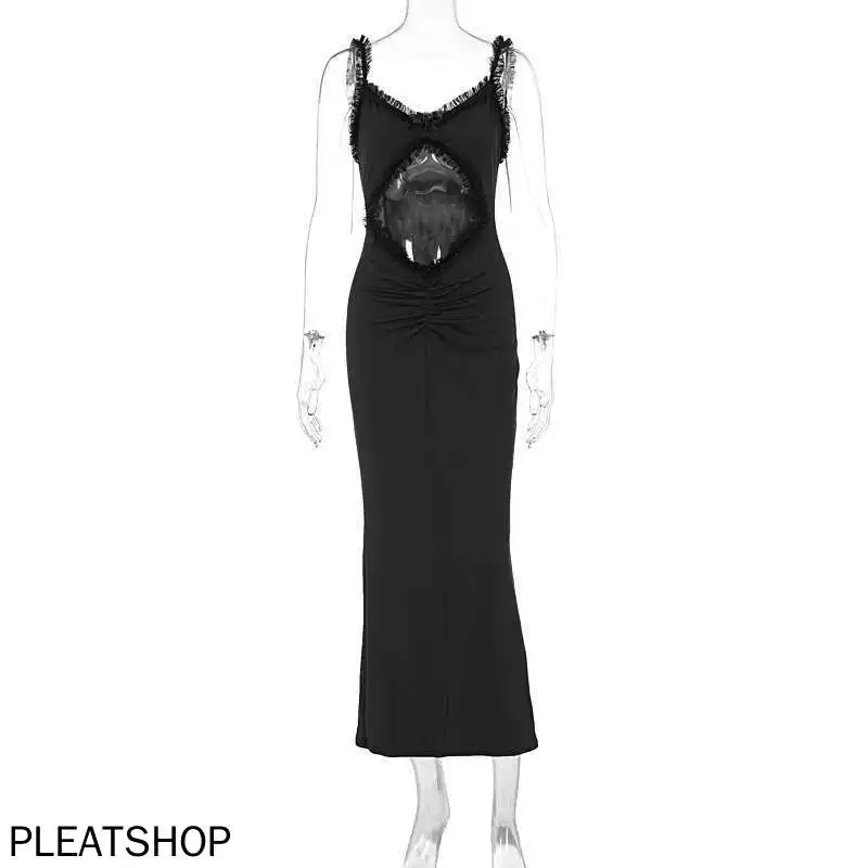 Sexy Abend-Club-Party-Kleider für Damen, 2022, Sommer, ärmellos, rückenfrei, aushöhlen, Maxi-langes Kleid, elegante, figurbetonte weiße Robe