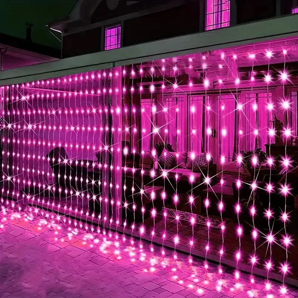 웨딩 크리스마스 장식 1 팩 LED 커튼 조명 USB 8 모드 원격 제어, 가정용, 벽, 창, 요정 정원 파티