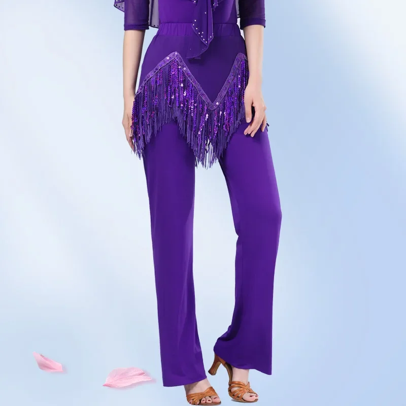 

Square Dance Clothes New Style Straight Leg Latin Dance Women's Gitterba Dance Skirts Long Tassel Sailor Pants