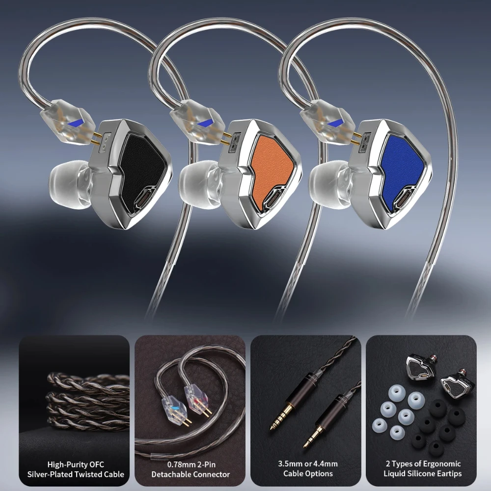 

HIDIZS IEMS MS2PRO 1BA + 1DD Hybrid HiFi In-ear Monitors Earphone Hi-Res Audio IEM 0.78mm Wired Music Earbuds