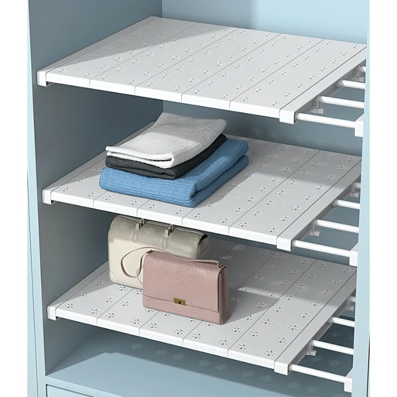 Adjustable Wardrobe Storage Shelf Space Saving Organizer for Kitchen Bathroom Wall Mounted Storage Rack Home Organizer