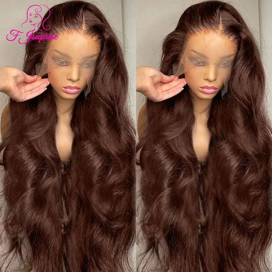 HD 13x6 Chocolate Brown Lace Front Human Hair Wigs Glueless Body Wave 13x4 360 Full Lace Frontal Wig Colored Human Hair Wigs