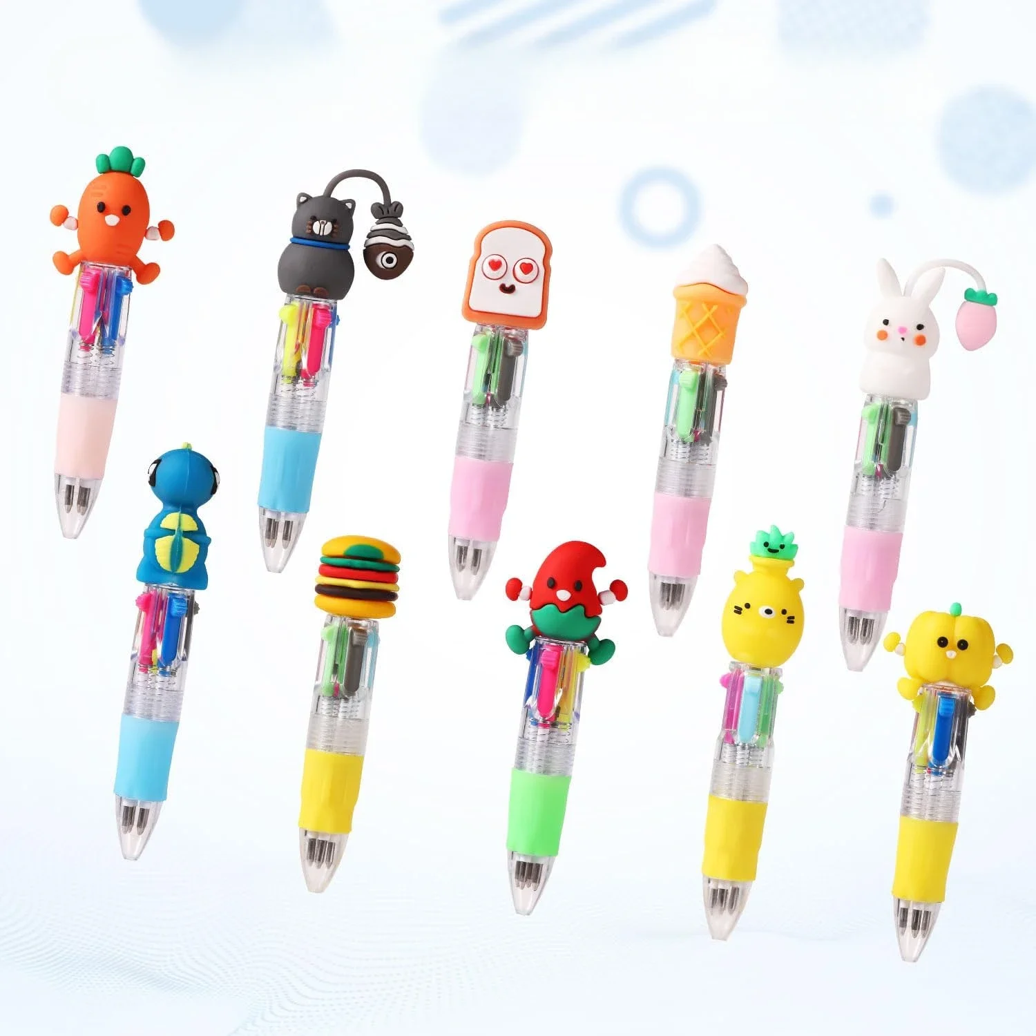 12 Pcs Wholesale Cute Cartoon Animals Assorted Fun Party Favors 4 Colors Ballpoint Pens for Kids Birthday Gifts Classroom Prizes