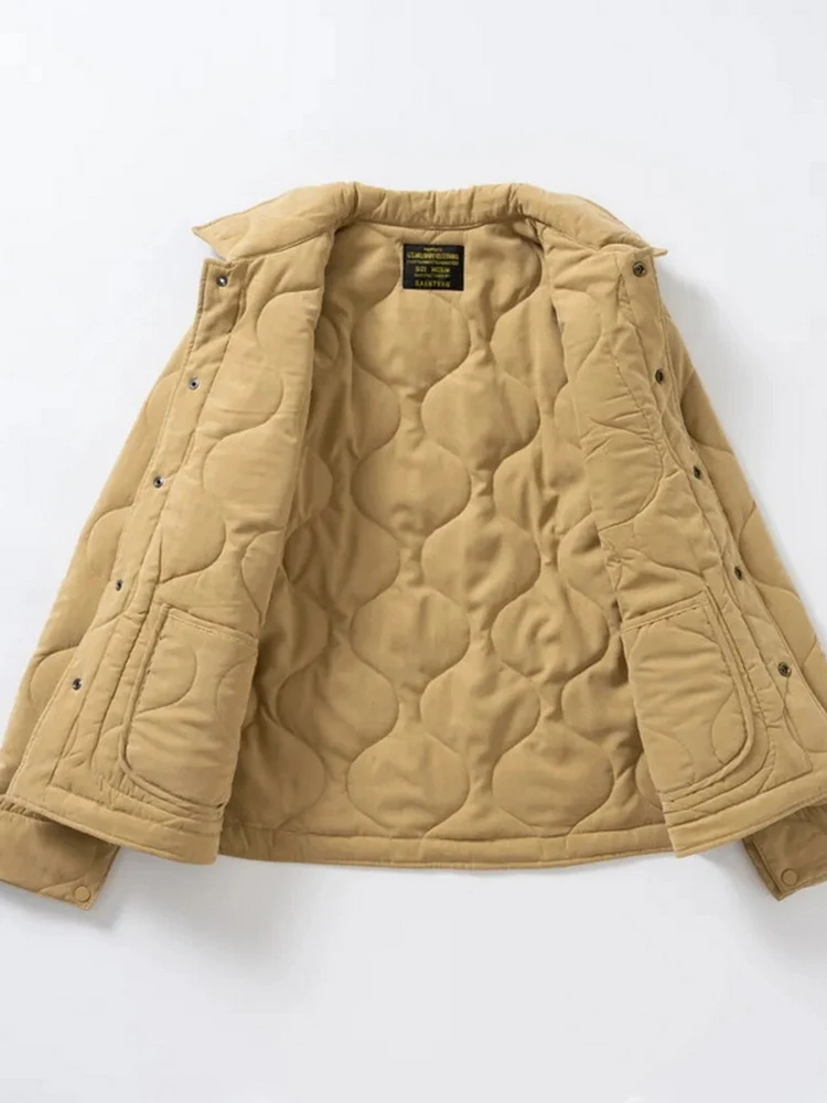 

Теплая хлопковая куртка в американском ретро-стиле, свободного кроя, в клетку, для осени и зимы, новая, для активного отдыха, термокуртка из хлопка для мужчин, с персиковым велюром