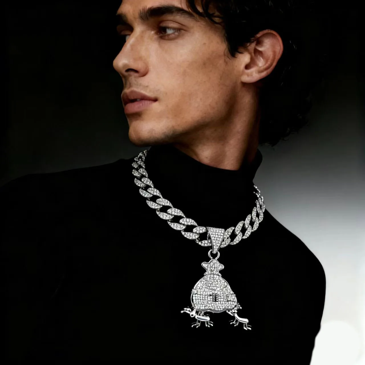 

Аксессуары для самостоятельного изготовления украшений: новое хип-хоп ожерелье в европейском и американском стиле, кулон INS с изображением денежного мешка и муравья, символизирующего богатство навсегда (US dollar ant money bag)