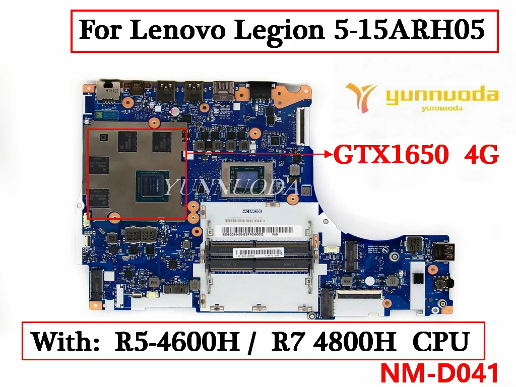 

NM-D041 For Lenovo Legion 5-15ARH05 Laptop Motherboard With R5-4600H R7 4800H AMD CPU GTX1650 4G GPU 100% tested