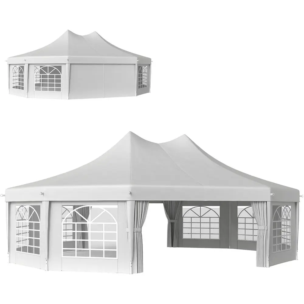 

29 x 21 t Party Tent, Outdoor Wedding Tent with Sidewalls, 2 Doand 8 Windows or Party, White