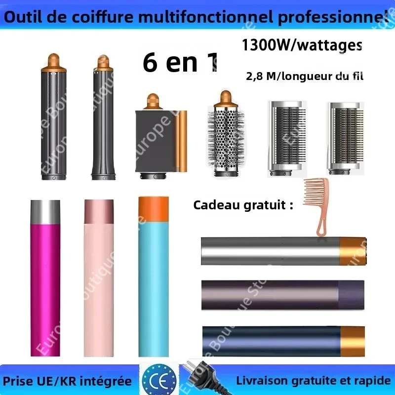 

6 IN1 Multi Hair Styler, 1300W High Power, Combines Drying, Straightening and Curling Functions, Suitable for Home and Salon Use