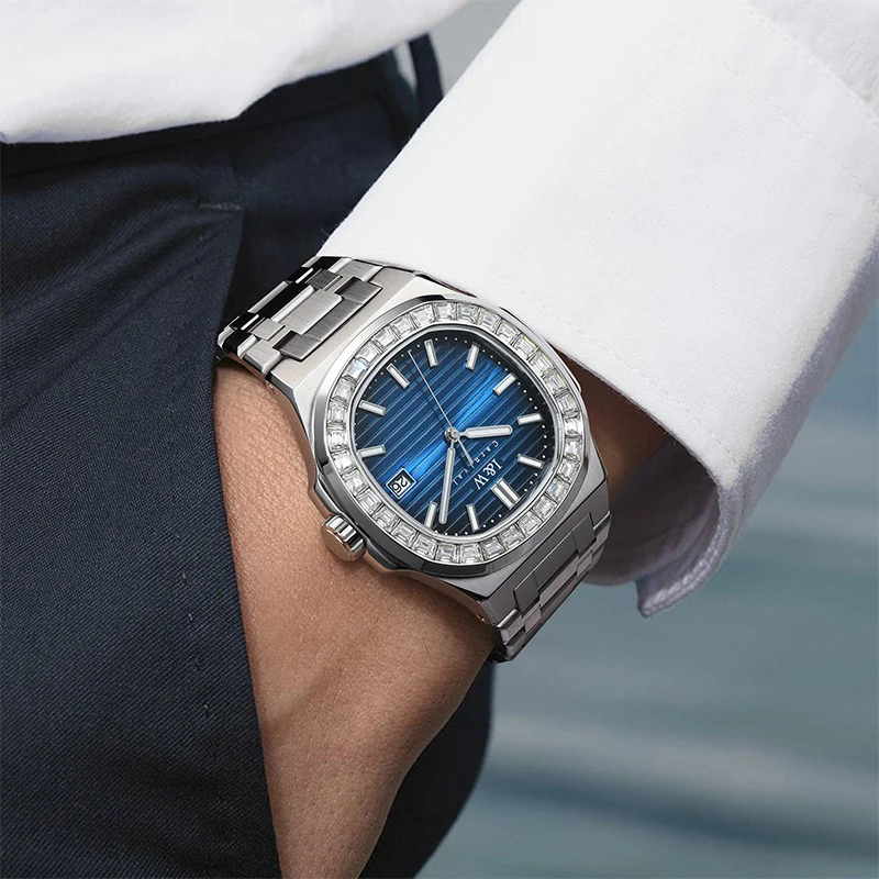 كرنفال العلامة التجارية IW الراقية سلسلة المستوردة حركة ساعة ميكانيكية للرجال 50 متر مقاوم للماء تاريخ الياقوت الساعات الفاخرة رجالي #6