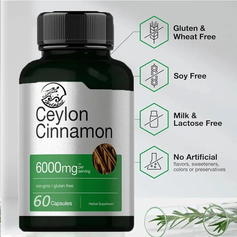 

60 Ceylon Cinnamon Capsules | 6000 mg | High absorption non GMO and gluten free supplements