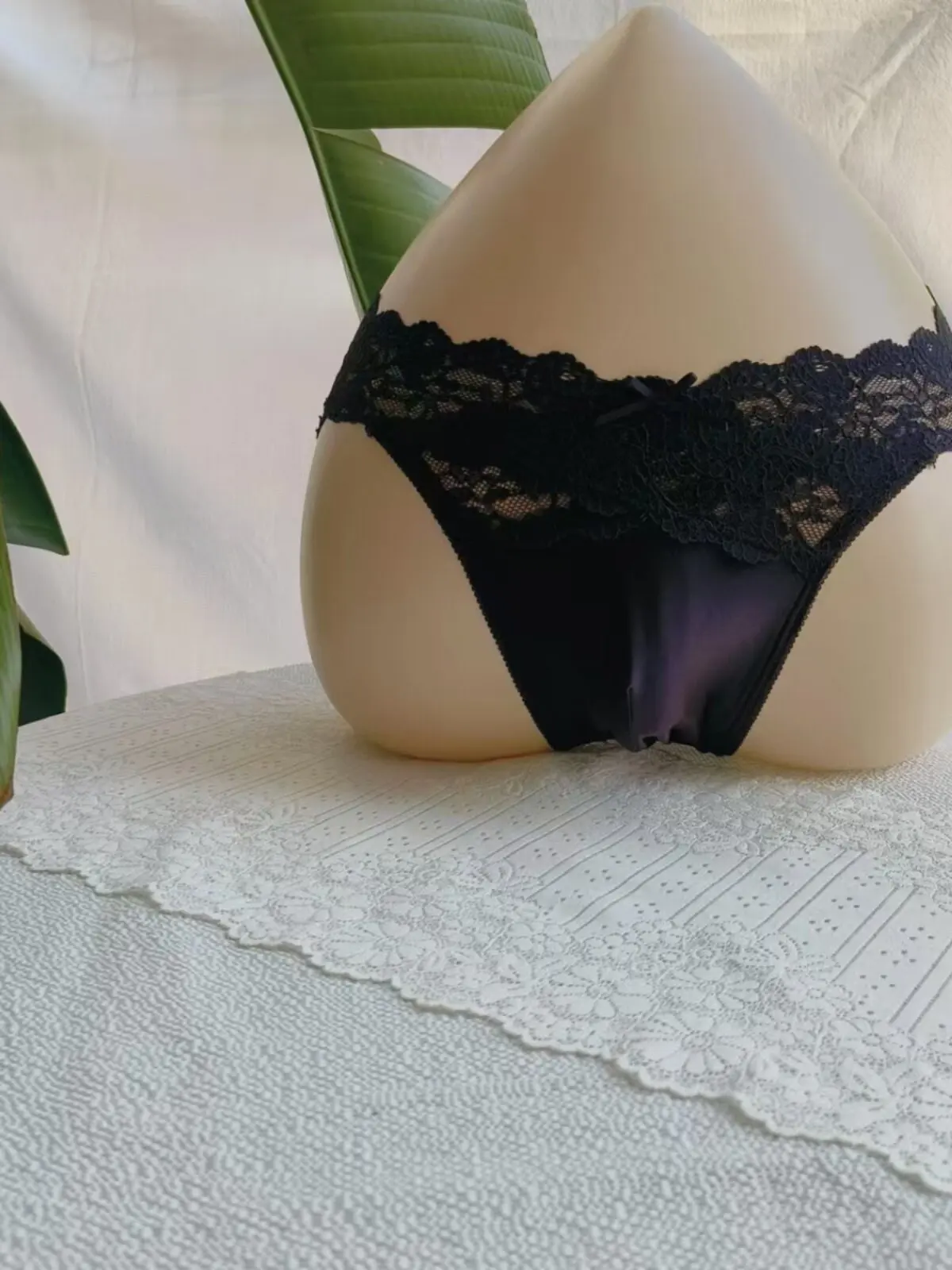 Heavy Industry Simulation Silk Satin Ice Silk Half-Wrap Hip Sexy Low Waist Cross Lace Men's Briefs Panties Feminine LGBT